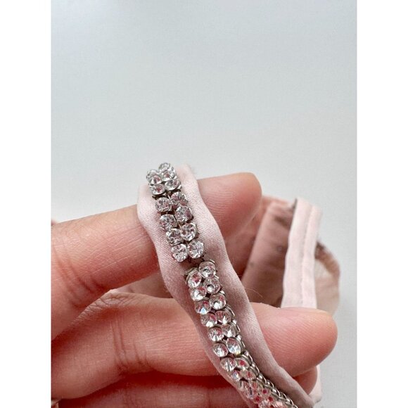 I.D. SARRIERI Light Pink Mesh Swarovski Rhinestone Thong Bodysuit, Size M - Picture 5 of 16